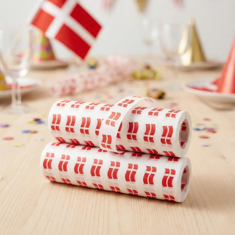 Serpentiner - Dannebrog - Hvid - 2 ruller