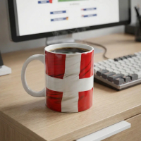 Dannebrog krus stående på kontorplads