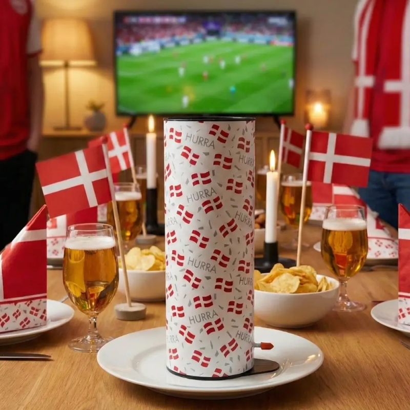 Bordbombe med flag og konfetti til fodboldfest