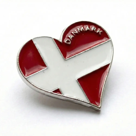 Hjertetformet Dannebrog pin