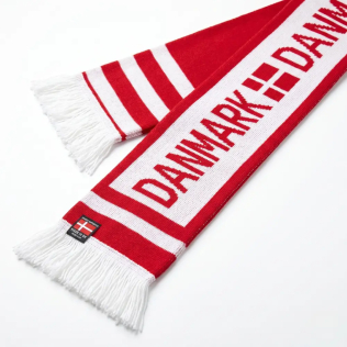 Hvidt Danmark fan halstørklæde – Roligan supportertørklæde forfra