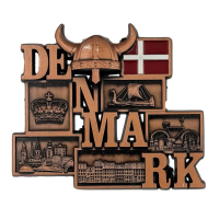 Bronzefarvet Danmark vikingehjelm magnet – dansk køleskabsmagnet