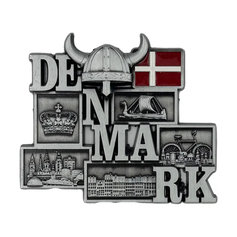 Magnet - Danmark hjelm sølv