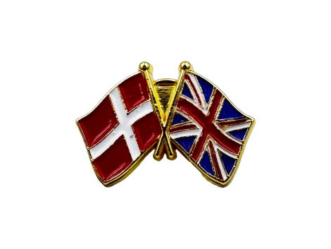 Danmark-UK flag pin – venskabspin med Dannebrog og Union Jack
