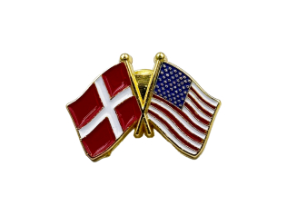 Danmark-USA flag pin – venskabspin med Dannebrog og Stars and Stripes