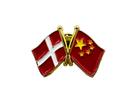 Danmark-Kina flag pin – venskabspin med dansk og kinesisk flag