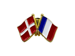 Danmark-Frankrig flag pin – venskabspin med Dannebrog og tricolore