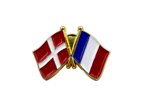 Danmark-Frankrig flag pin – venskabspin med Dannebrog og tricolore