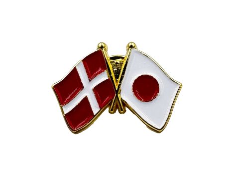 Danmark-Japan flag pin – venskabspin med Dannebrog og japansk flag