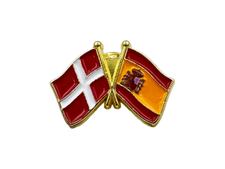 Danmark-Spanien flag pin – venskabspin med dansk og spansk flag