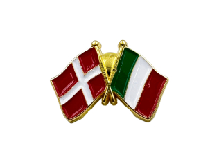 Danmark-Italien flag pin – venskabspin med Dannebrog og tricolore