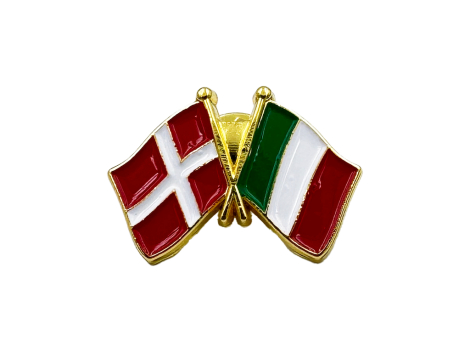 Danmark-Italien flag pin – venskabspin med Dannebrog og tricolore