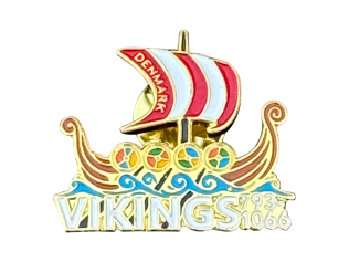 Vikingeskib pin – emaljeret langskib souvenir fra Danmark