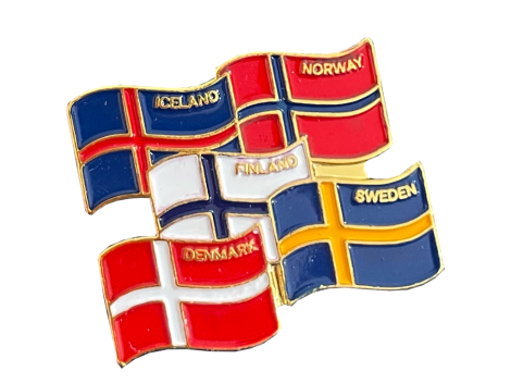 Nordic Flags pin – nordiske flag samlet i emaljeret souvenir