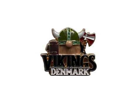 Viking med flag pin – vikinge og Dannebrog emaljeret nål