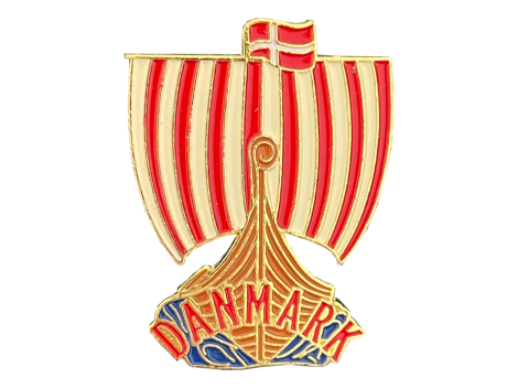 Vikingeskib pin i emalje – dansk souvenir og gave