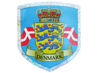 Våbenskjold klistermærke – dansk heraldisk skjold souvenir sticker