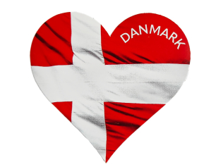 Hjerteflag klistermærke – hjerteformet Dannebrog souvenir sticker