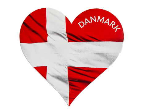 Hjerteflag klistermærke – hjerteformet Dannebrog souvenir sticker