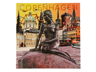 Collage Den Lille Havfrue klistermærke – København ikonisk souvenir sticker
