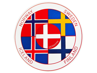 Nordiske lande flag rund klistermærke – skandinavisk souvenir sticker