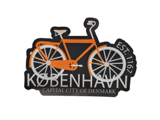 Cykel orange klistermærke – farverig dansk cykelsouvenir sticker