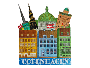Nyhavn med tårne klistermærke – København kanal souvenir sticker