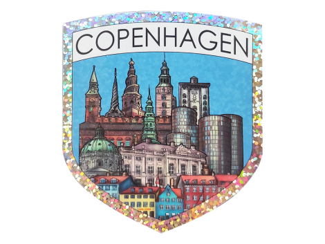 Byens tårne klistermærke – Københavns skyline souvenir sticker