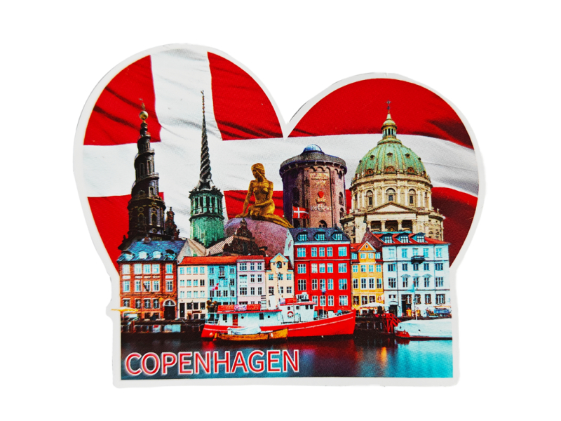 Klistermærke, København Med Hjerteflag