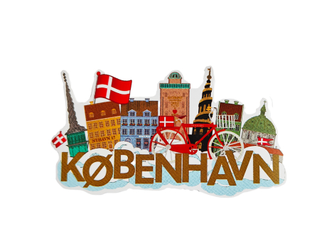 Københavns tårne på skyer klistermærke – dansk by souvenir sticker