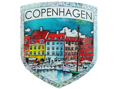 Nyhavn tegning klistermaerke – illustreret Nyhavn souvenir sticker