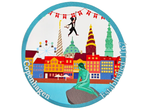 Wonderful Copenhagen klistermærke – farverig souvenirlabel fra København