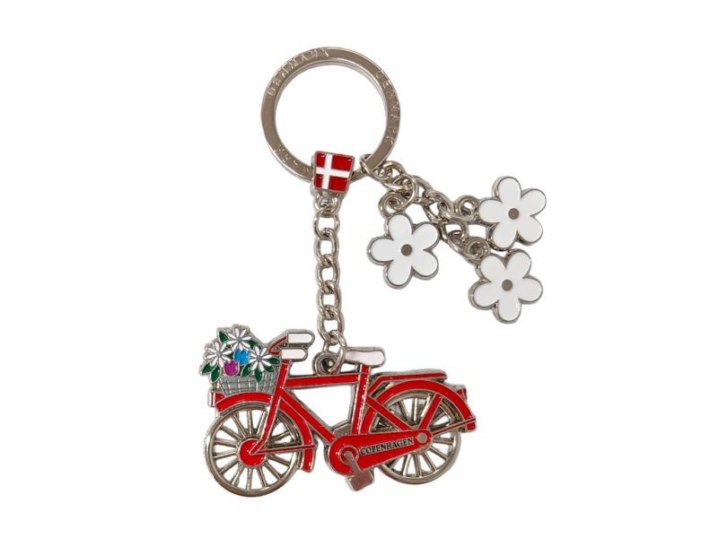 Nøglering, Cykel Blomster Sølv