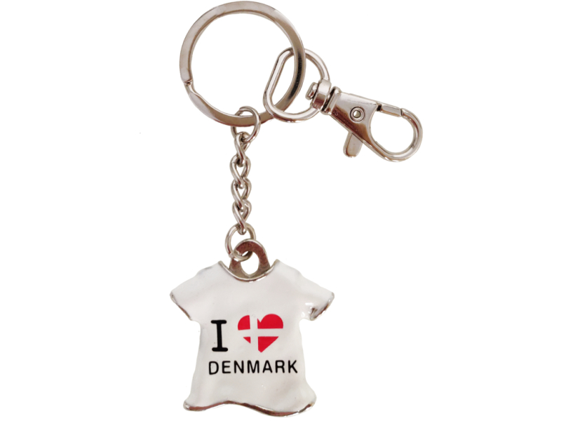 Nøglering T-shirt I Love Denmark Hvid