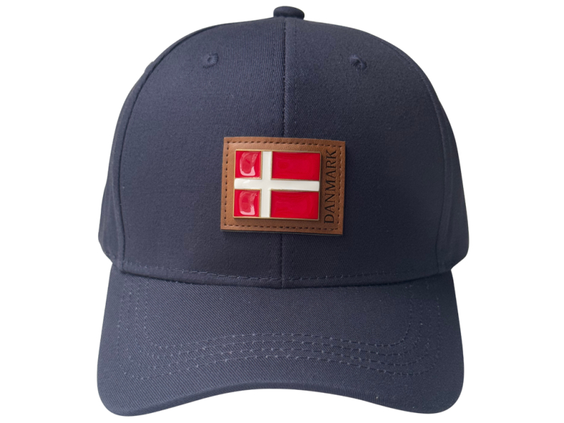 Kasket Navy - Læderpatch & Metal Dannebrog